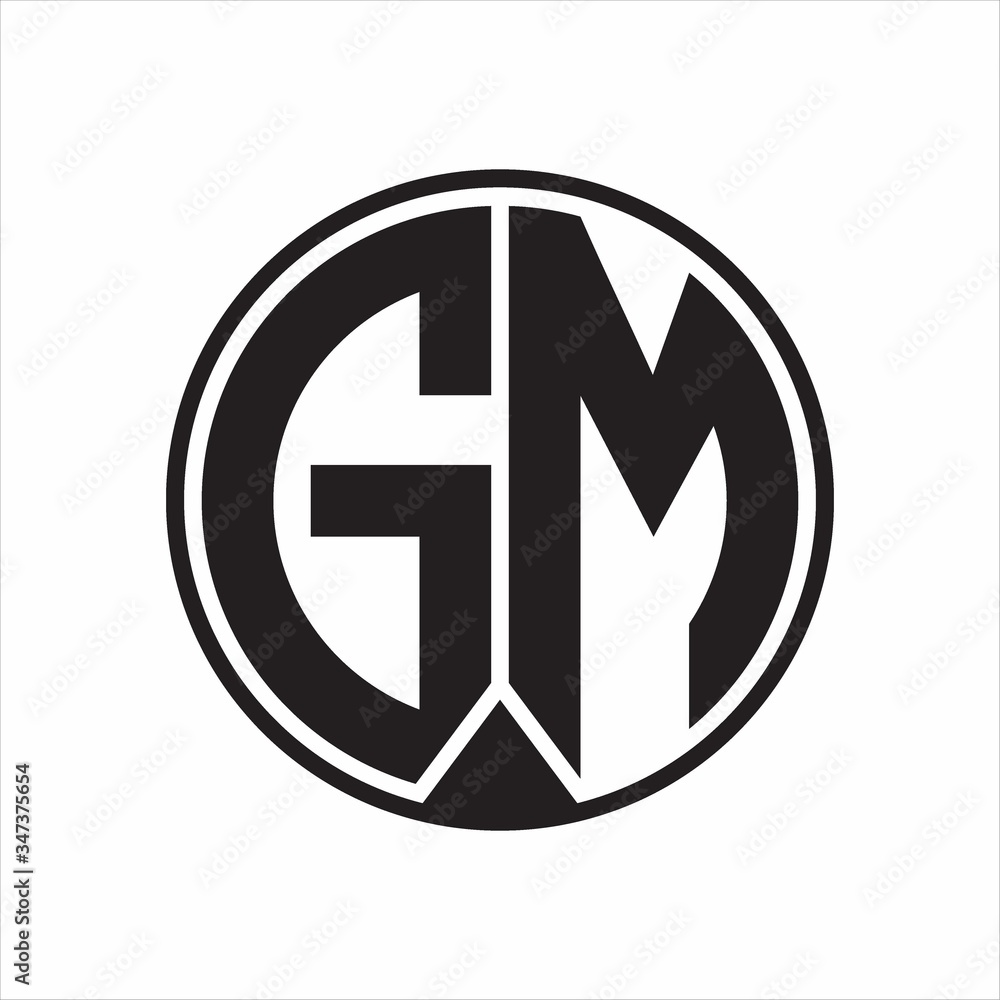 GM Logo monogram circle with piece ribbon style on white background GM Logo monogram circle with piece ribbon style on white background