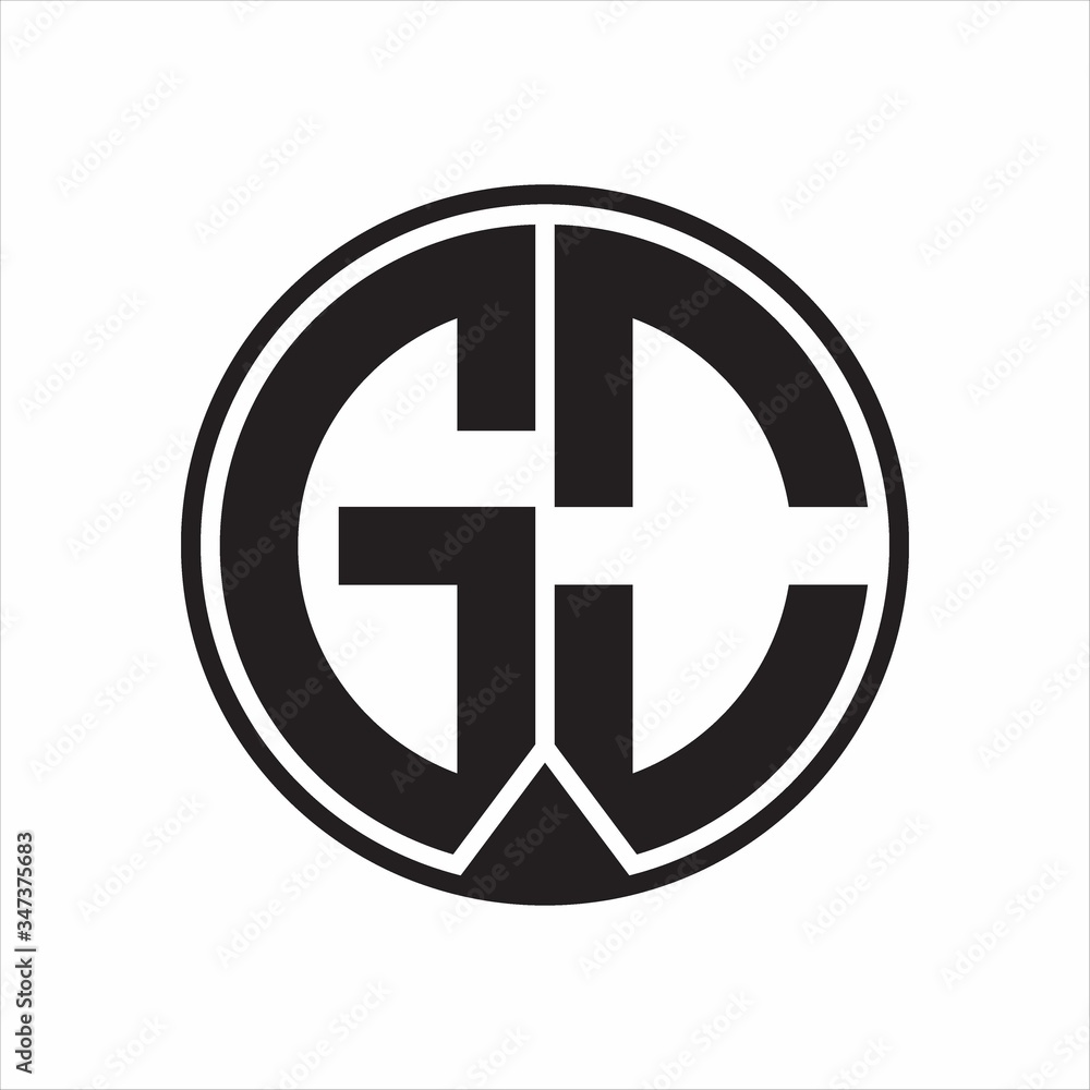 GO Logo monogram circle with piece ribbon style on white background GO Logo monogram circle with piece ribbon style on white background