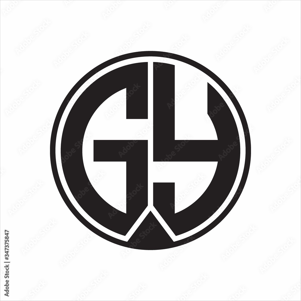 GY Logo monogram circle with piece ribbon style on white background GY Logo monogram circle with piece ribbon style on white background