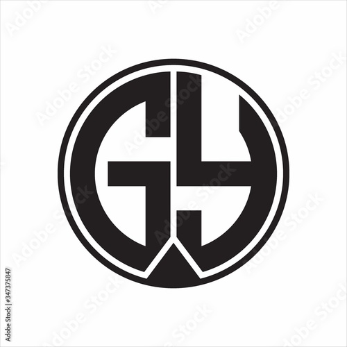 GY Logo monogram circle with piece ribbon style on white background