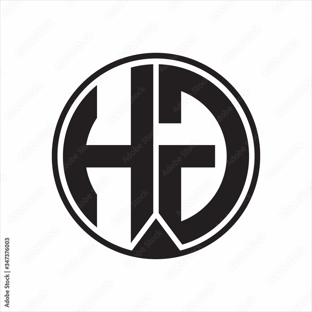 HG Logo monogram circle with piece ribbon style on white background HG Logo monogram circle with piece ribbon style on white background