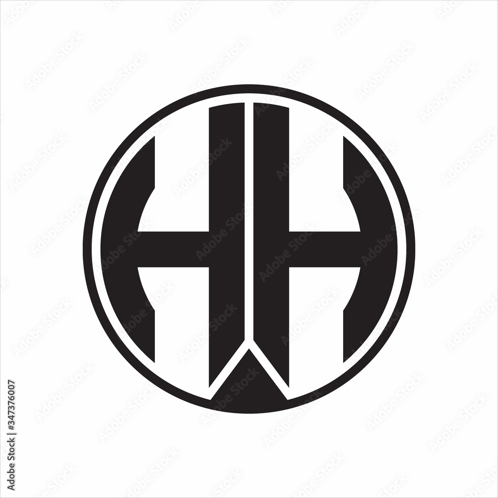 HH Logo monogram circle with piece ribbon style on white background HH Logo monogram circle with piece ribbon style on white background