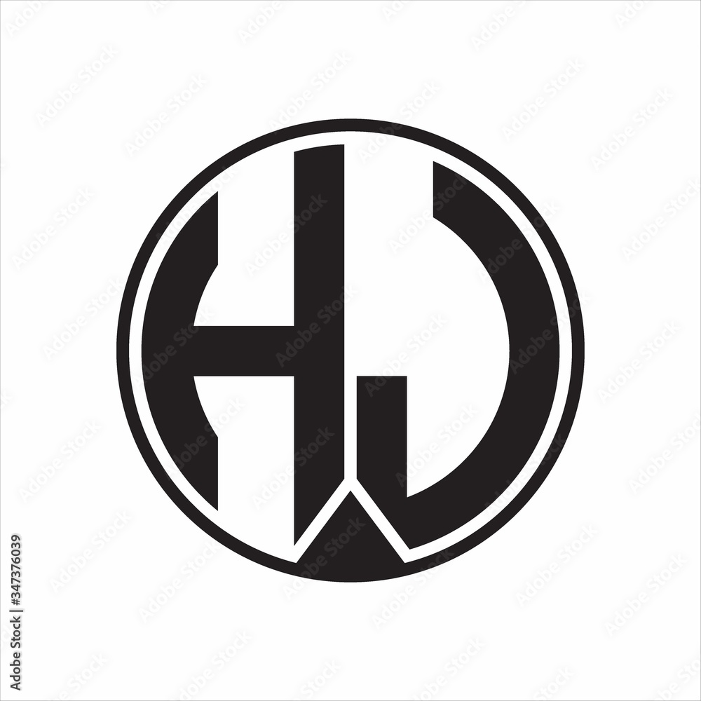 HJ Logo monogram circle with piece ribbon style on white background HJ Logo monogram circle with piece ribbon style on white background