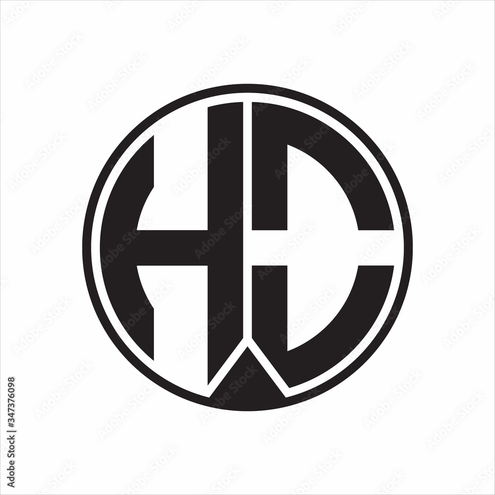 HO Logo monogram circle with piece ribbon style on white background HO Logo monogram circle with piece ribbon style on white background