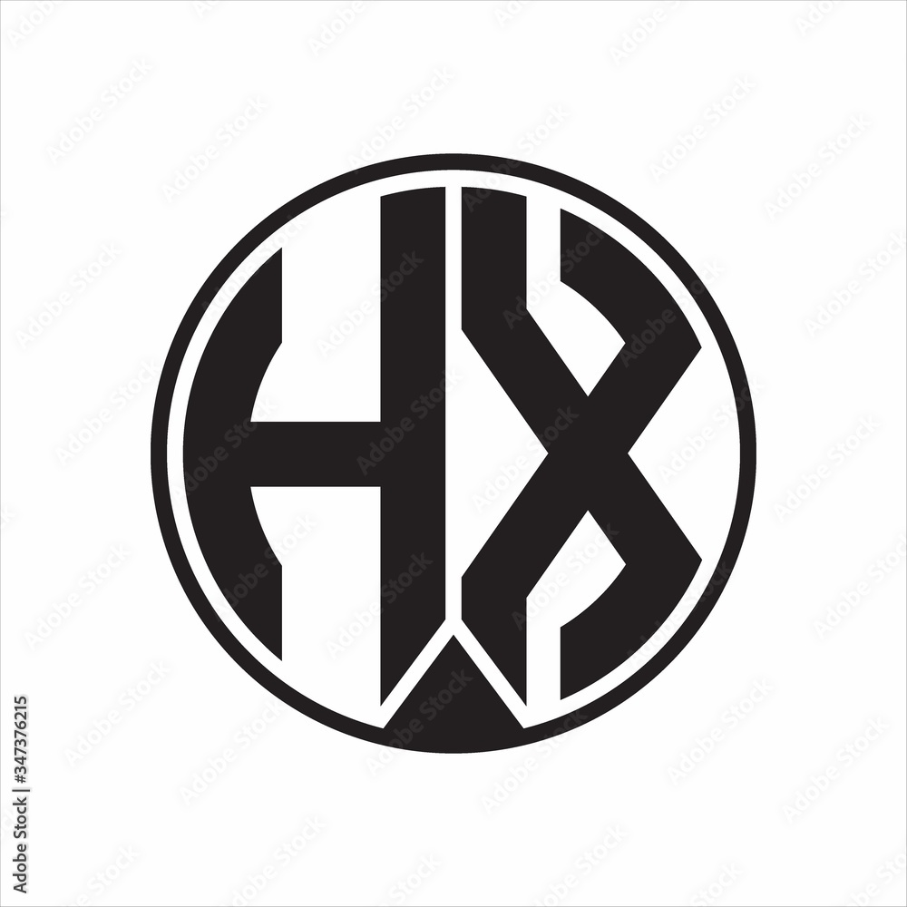 HX Logo monogram circle with piece ribbon style on white background HX Logo monogram circle with piece ribbon style on white background