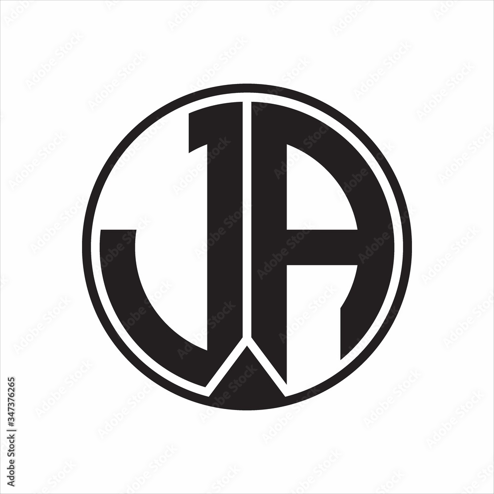 JA Logo monogram circle with piece ribbon style on white background JA Logo monogram circle with piece ribbon style on white background