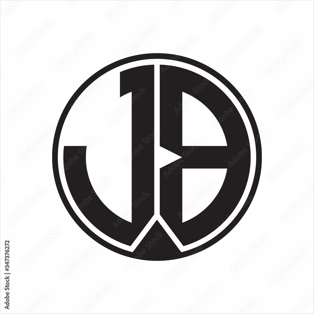 JB Logo monogram circle with piece ribbon style on white background JB Logo monogram circle with piece ribbon style on white background
