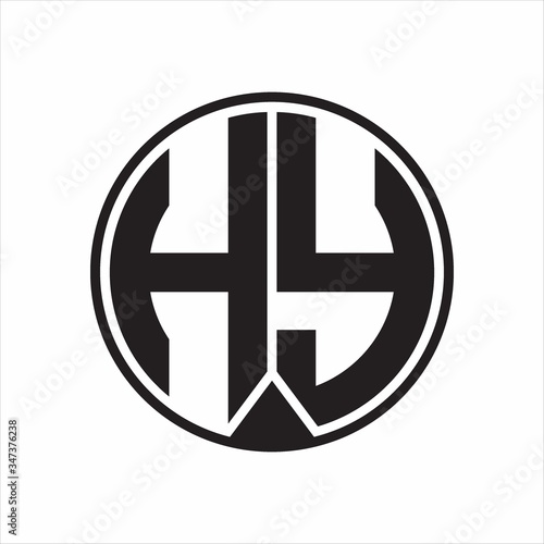 Free Download HY Logo monogram circle with piece ribbon style on white background - GFXLoad