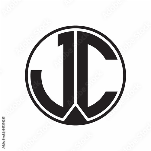 JC Logo monogram circle with piece ribbon style on white background
