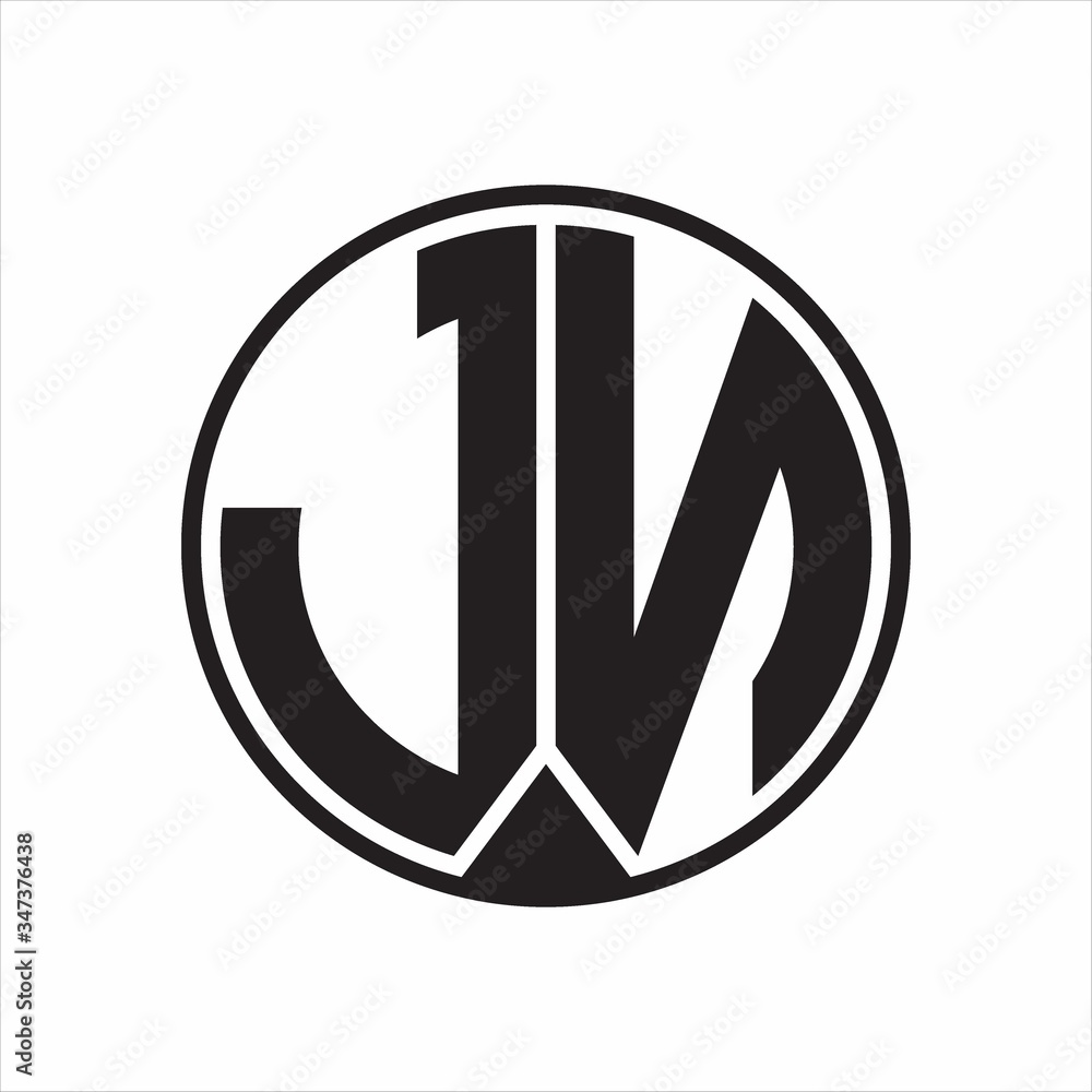 JN Logo monogram circle with piece ribbon style on white background JN Logo monogram circle with piece ribbon style on white background