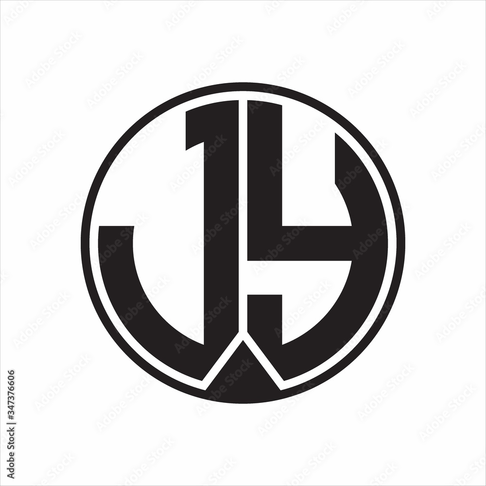 JY Logo monogram circle with piece ribbon style on white background JY Logo monogram circle with piece ribbon style on white background