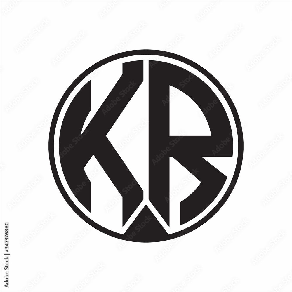 KR Logo monogram circle with piece ribbon style on white background KR Logo monogram circle with piece ribbon style on white background