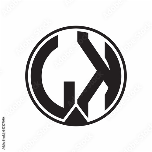 LK Logo monogram circle with piece ribbon style on white background