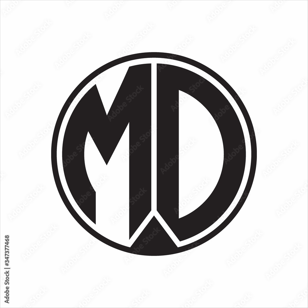 MD Logo monogram circle with piece ribbon style on white background MD Logo monogram circle with piece ribbon style on white background