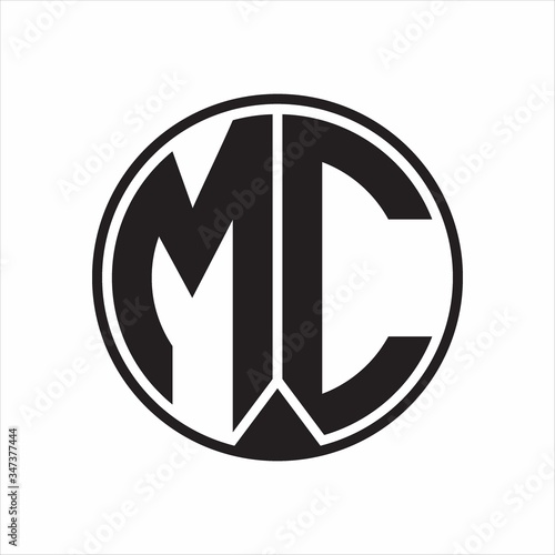 MC Logo monogram circle with piece ribbon style on white background