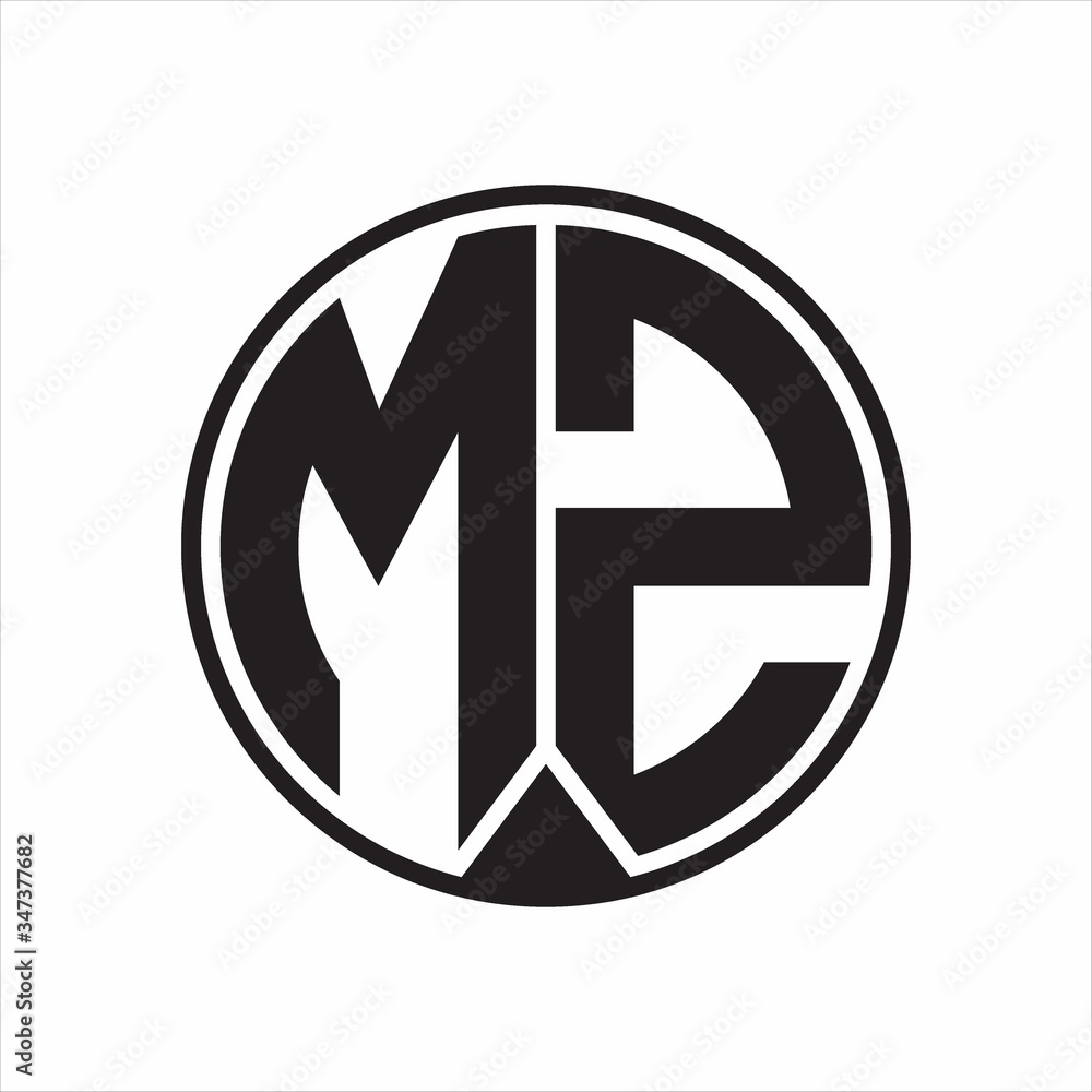 MZ Logo monogram circle with piece ribbon style on white background MZ Logo monogram circle with piece ribbon style on white background