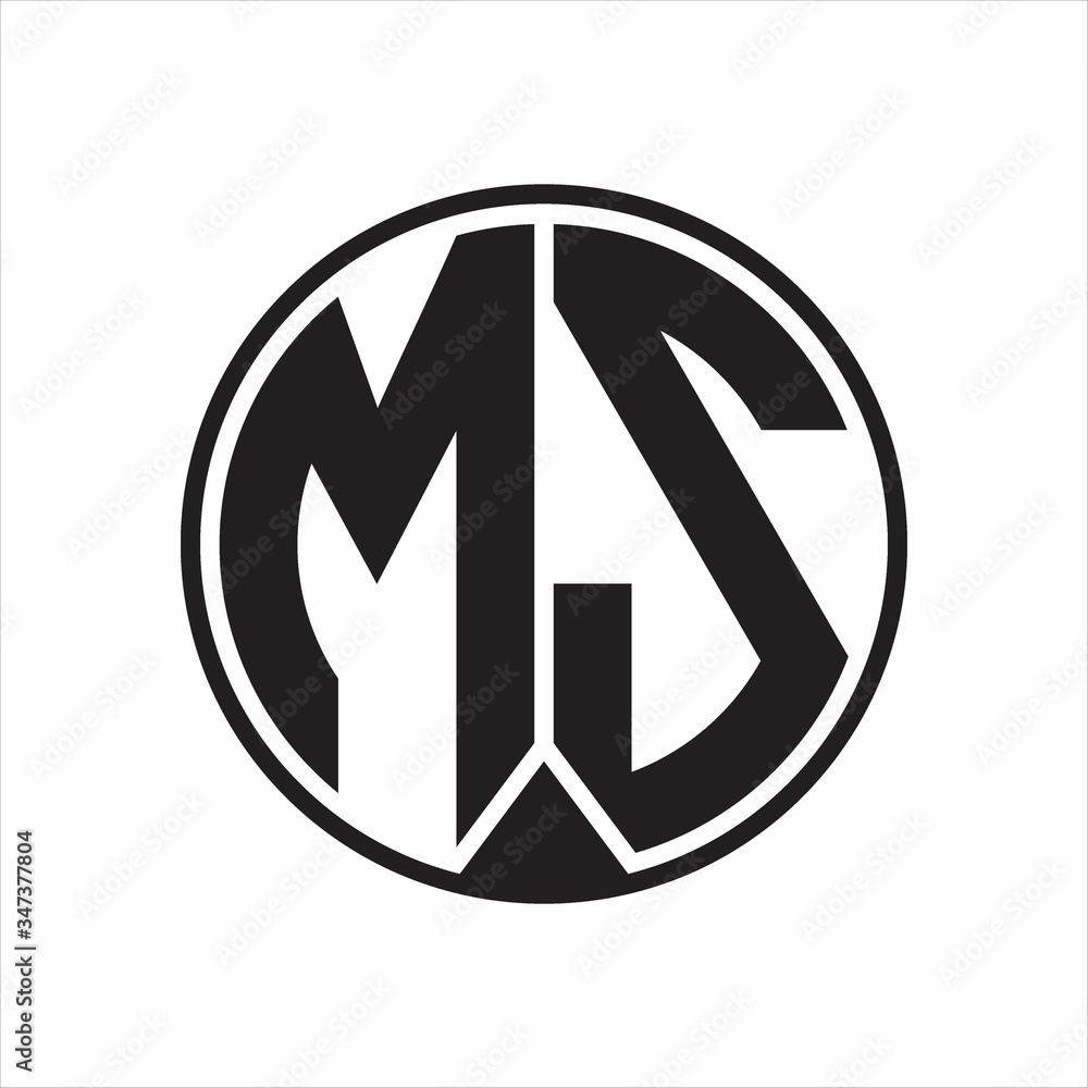 MS Logo monogram circle with piece ribbon style on white background MS Logo monogram circle with piece ribbon style on white background