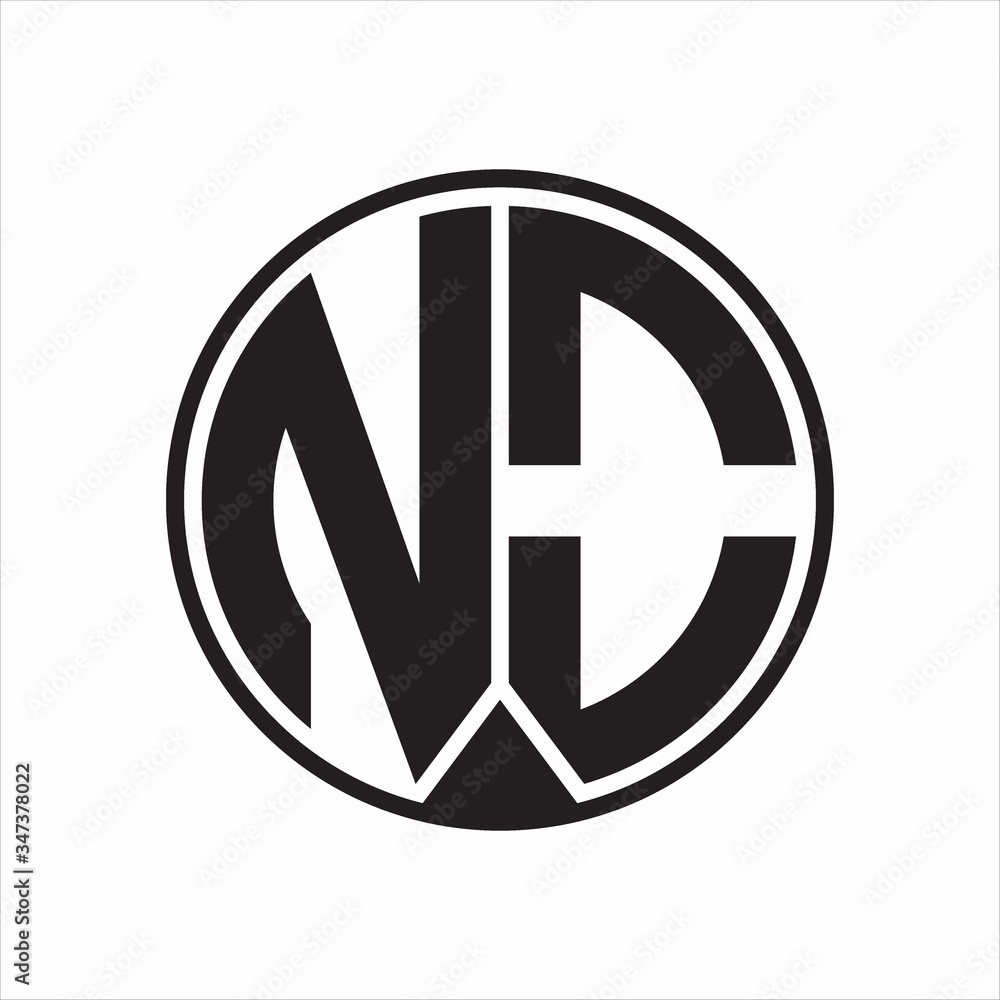 NO Logo monogram circle with piece ribbon style on white background NO Logo monogram circle with piece ribbon style on white background