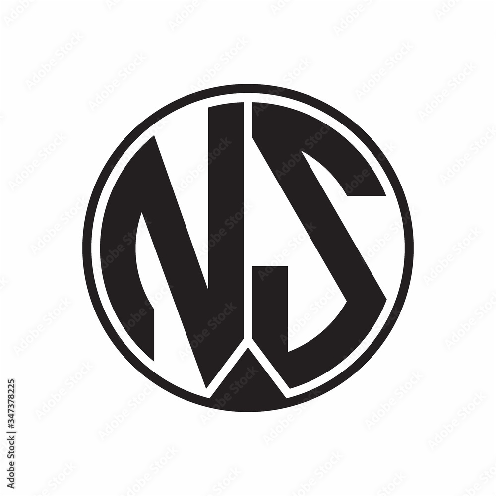 NS Logo monogram circle with piece ribbon style on white background NS Logo monogram circle with piece ribbon style on white background