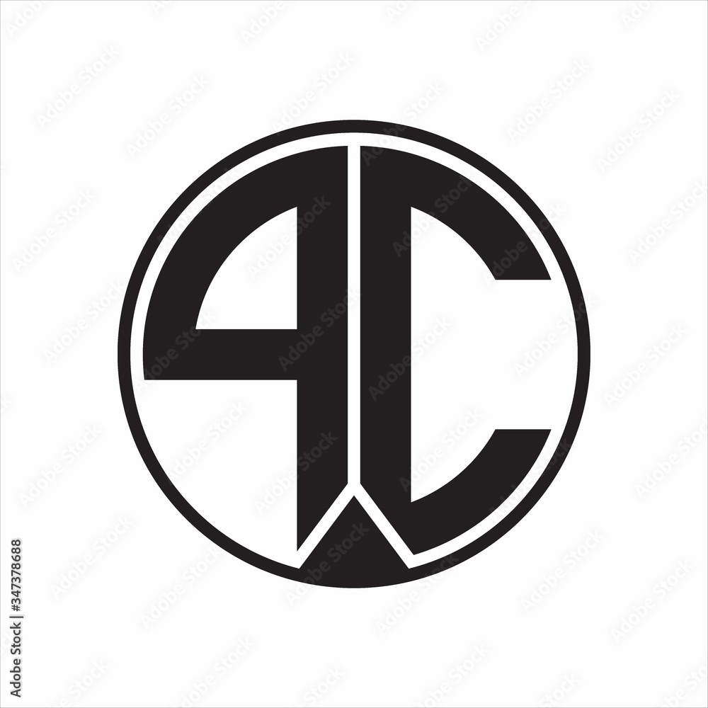 PC Logo monogram circle with piece ribbon style on white background PC Logo monogram circle with piece ribbon style on white background