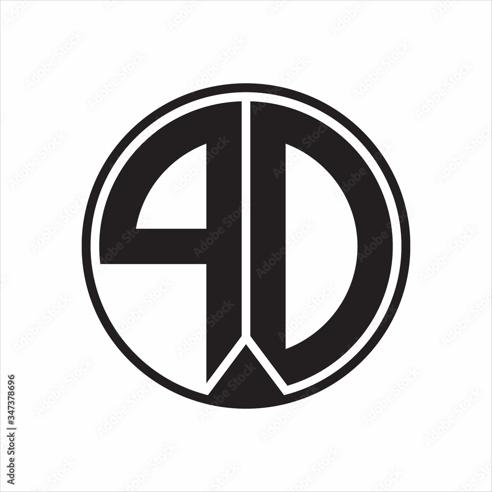 PD Logo monogram circle with piece ribbon style on white background PD Logo monogram circle with piece ribbon style on white background