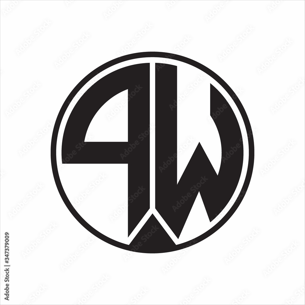 PW Logo monogram circle with piece ribbon style on white background PW Logo monogram circle with piece ribbon style on white background