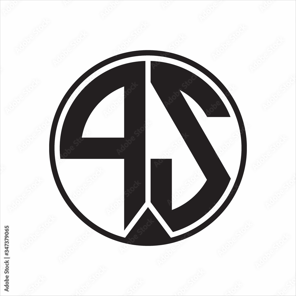 PS Logo monogram circle with piece ribbon style on white background PS Logo monogram circle with piece ribbon style on white background