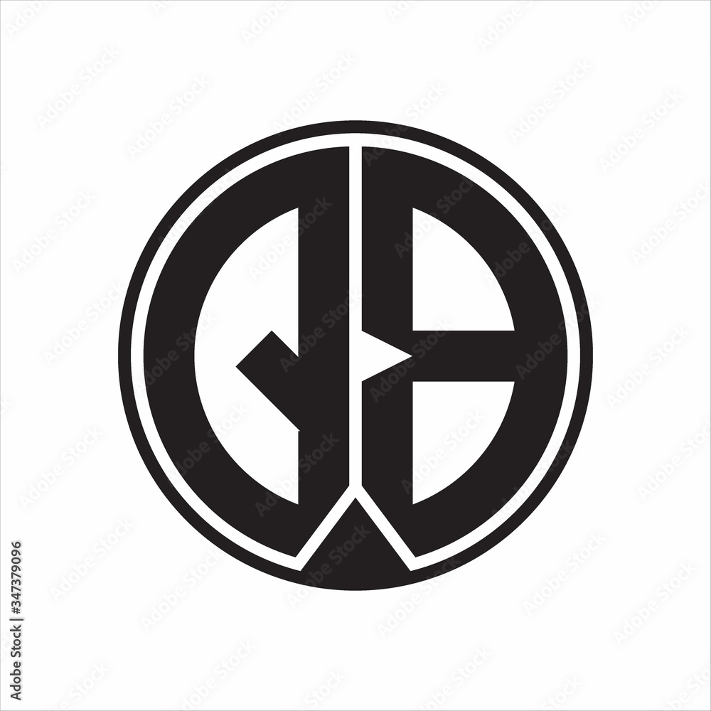 QB Logo monogram circle with piece ribbon style on white background