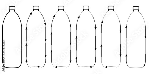 set icons recycling plastic bottles, vector sign symbol recycling plastic bottles for water and beverages, recyclable