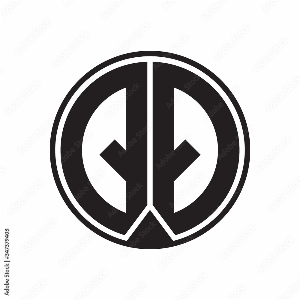 QQ Logo monogram circle with piece ribbon style on white background QQ Logo monogram circle with piece ribbon style on white background