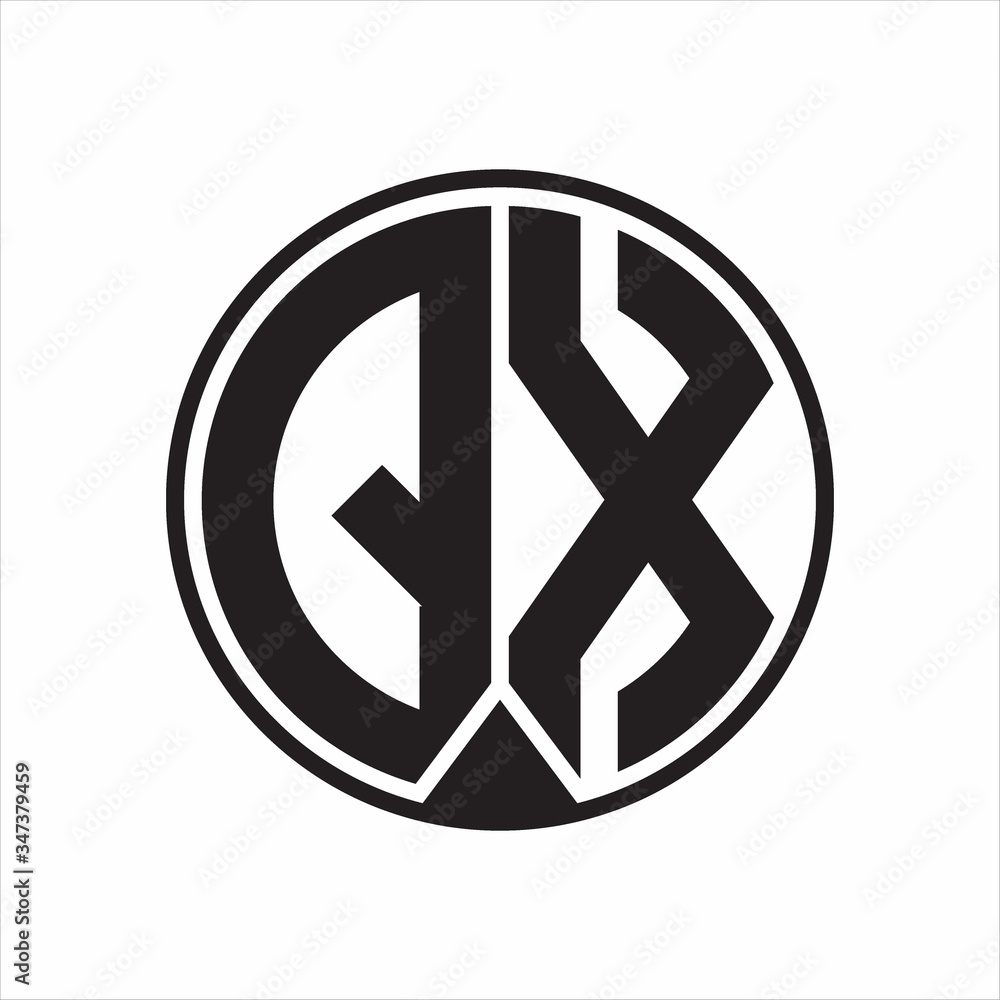 QX Logo monogram circle with piece ribbon style on white background QX Logo monogram circle with piece ribbon style on white background