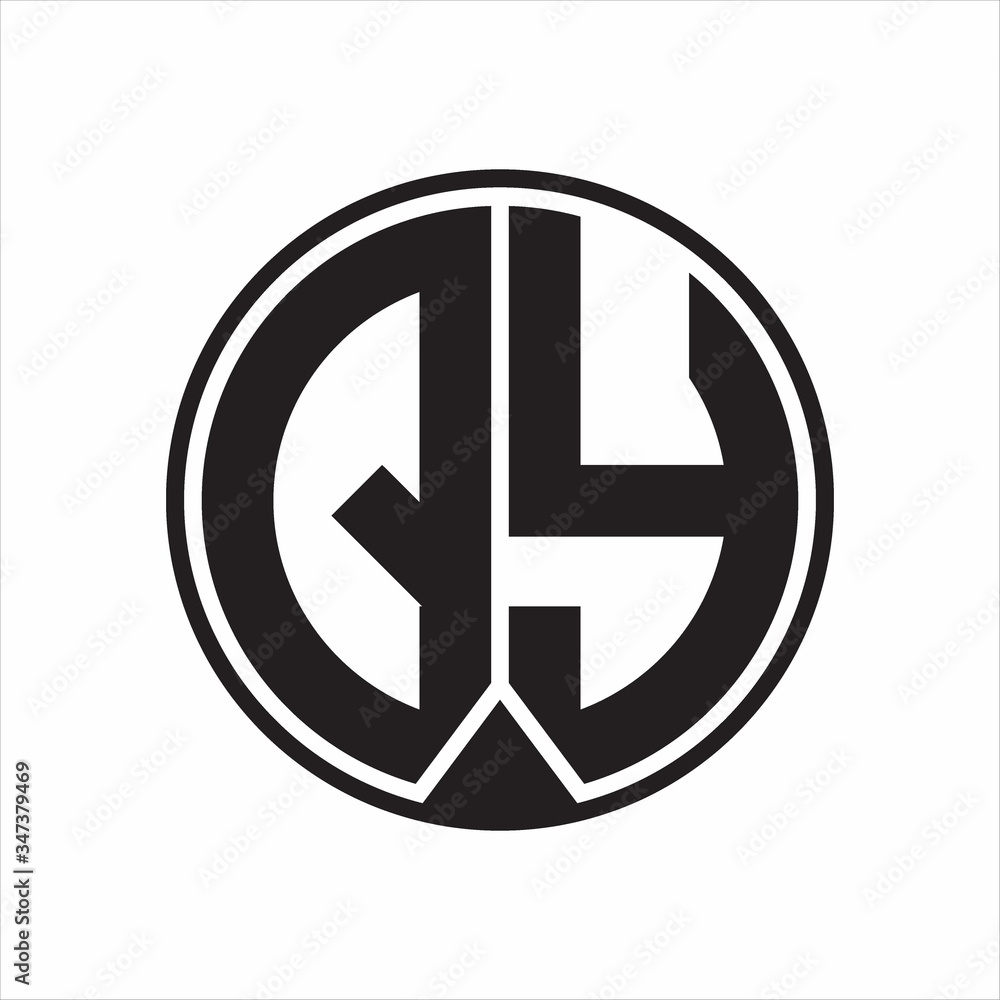 QY Logo monogram circle with piece ribbon style on white background QY Logo monogram circle with piece ribbon style on white background