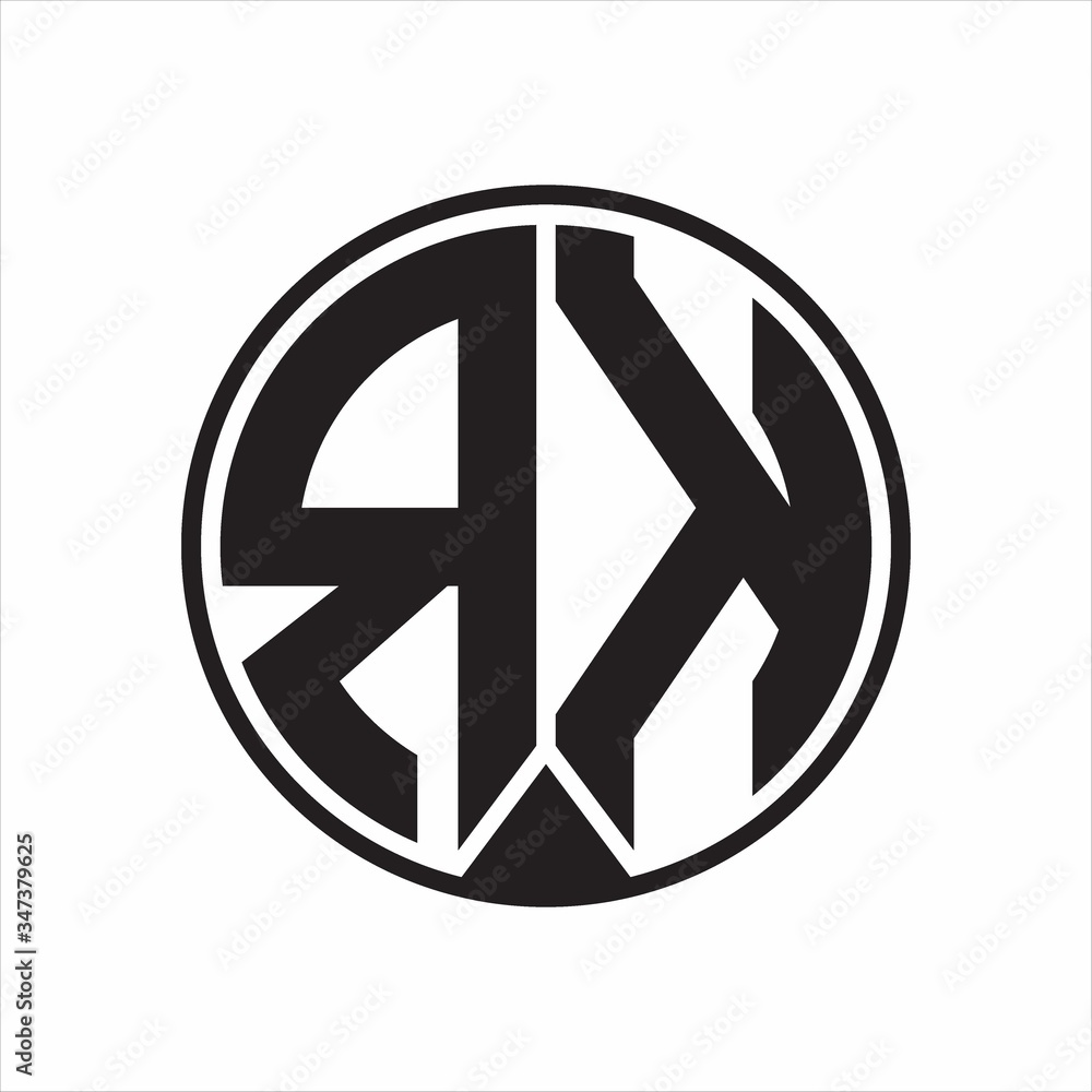 RK Logo monogram circle with piece ribbon style on white background RK Logo monogram circle with piece ribbon style on white background
