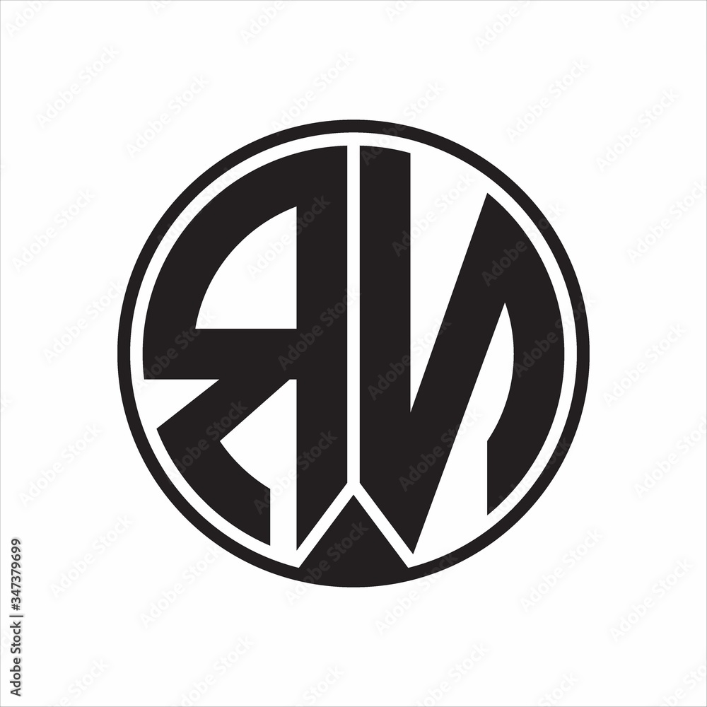 RN Logo monogram circle with piece ribbon style on white background