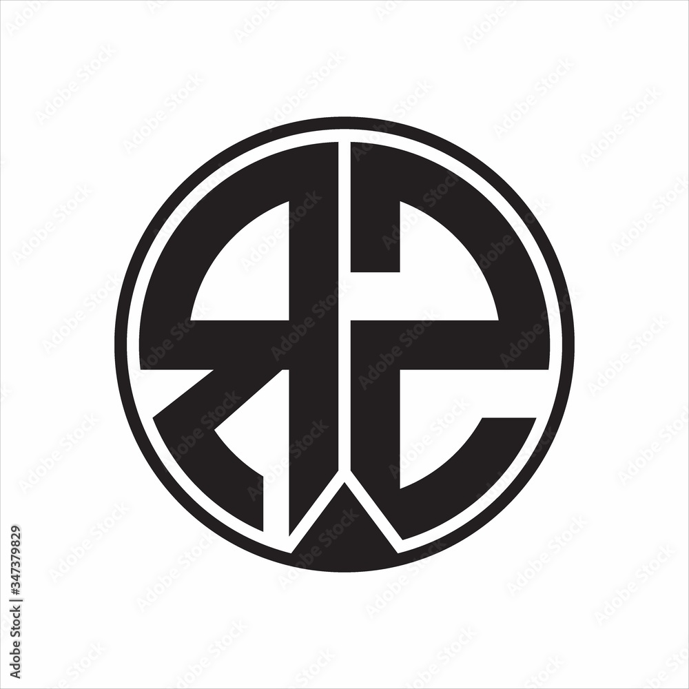RZ Logo monogram circle with piece ribbon style on white background RZ Logo monogram circle with piece ribbon style on white background