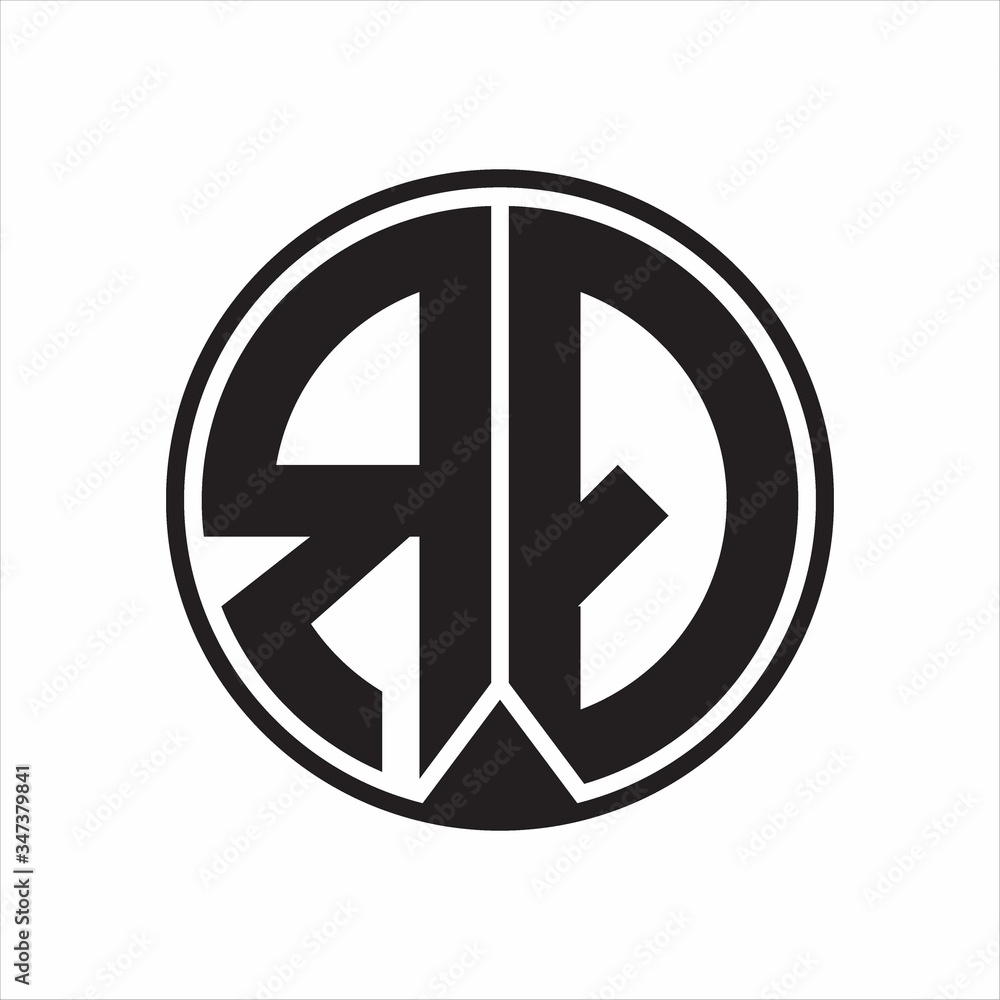 RQ Logo monogram circle with piece ribbon style on white background RQ Logo monogram circle with piece ribbon style on white background