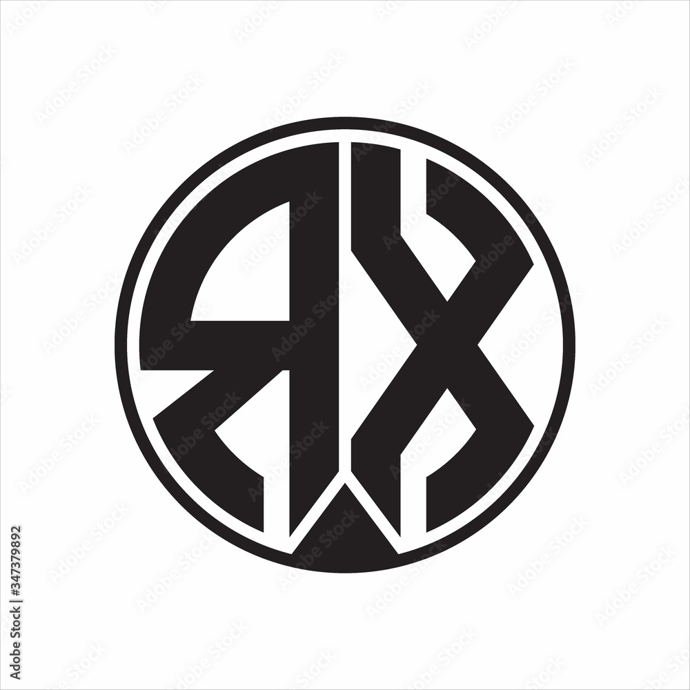 RX Logo monogram circle with piece ribbon style on white background RX Logo monogram circle with piece ribbon style on white background