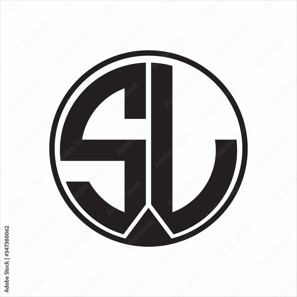 SL Logo monogram circle with piece ribbon style on white background SL Logo monogram circle with piece ribbon style on white background