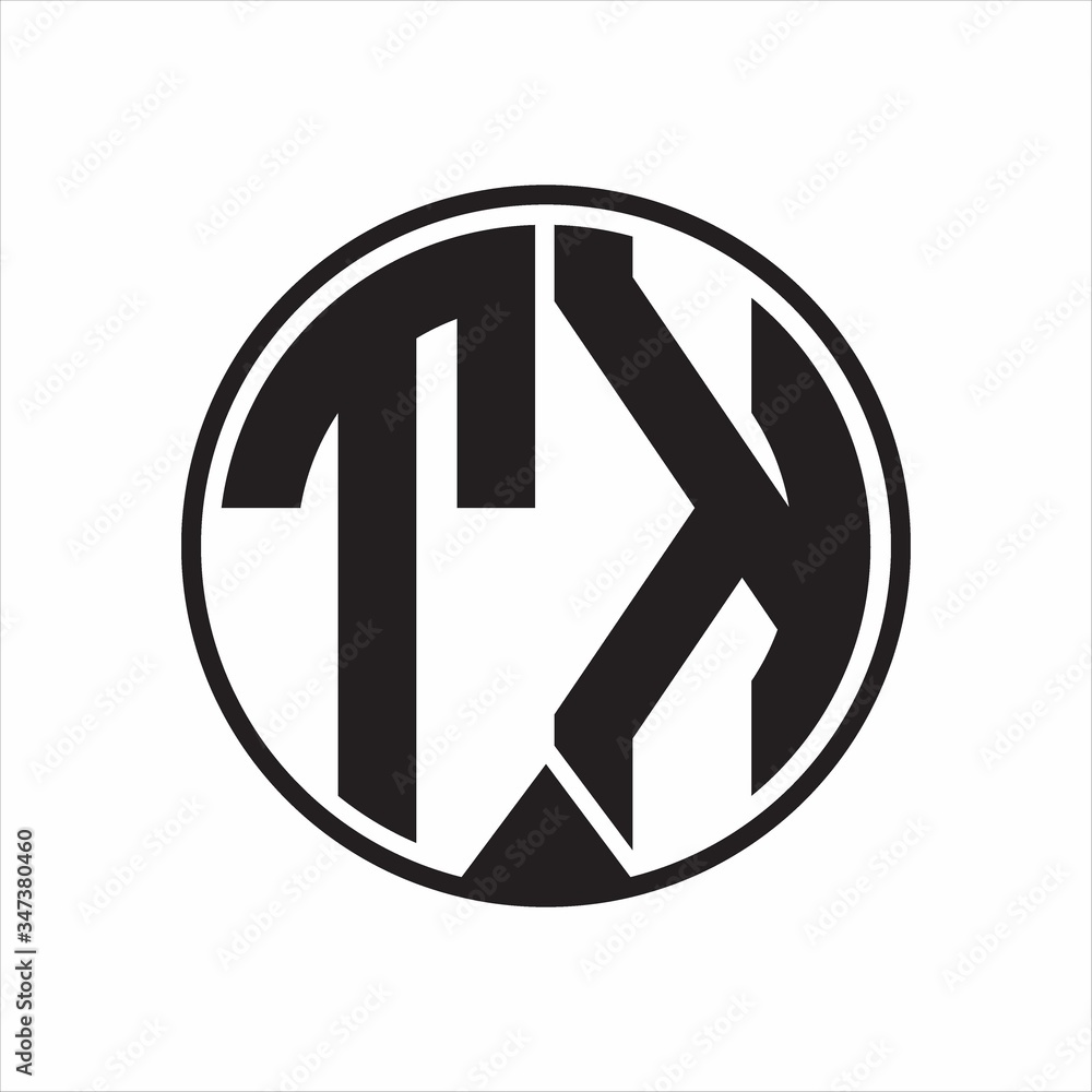 TK Logo monogram circle with piece ribbon style on white background