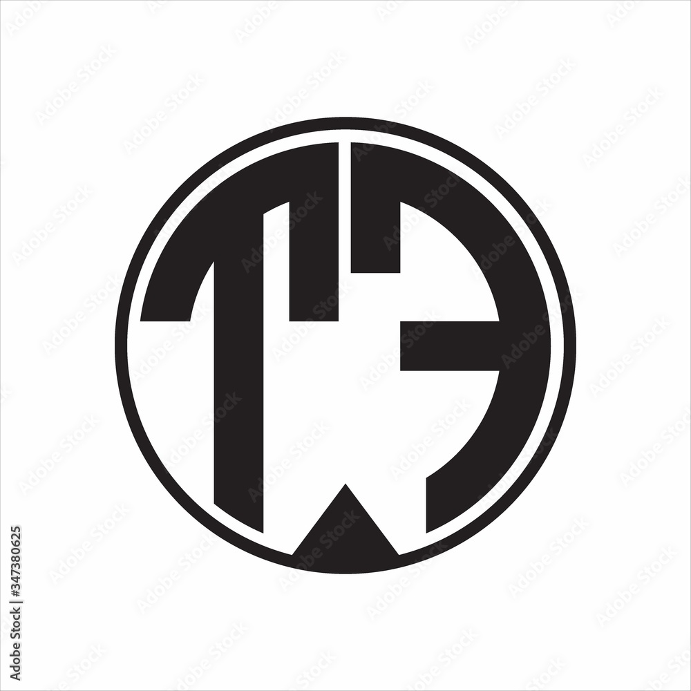 TF Logo monogram circle with piece ribbon style on white background TF Logo monogram circle with piece ribbon style on white background