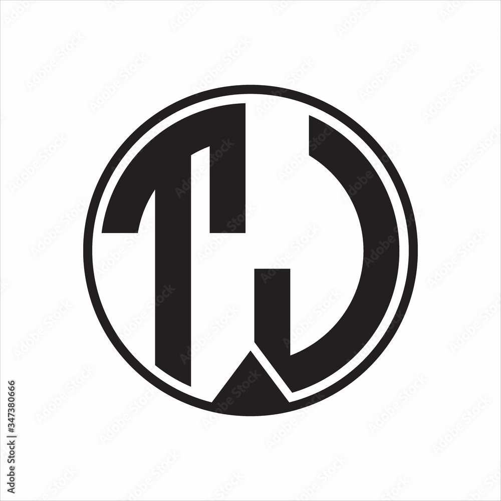 TJ Logo monogram circle with piece ribbon style on white background TJ Logo monogram circle with piece ribbon style on white background
