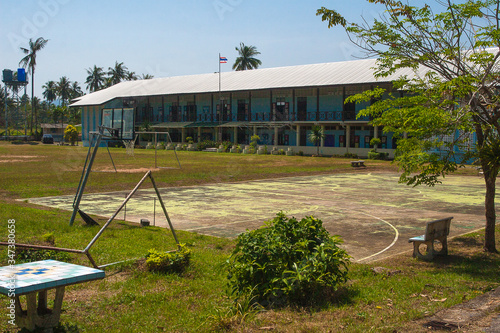 School building and playground on the island of Phuket in Thailand. Education.