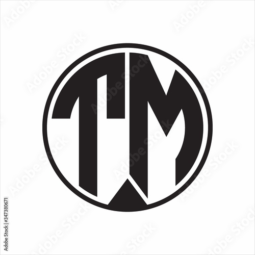 TM Logo monogram circle with piece ribbon style on white background