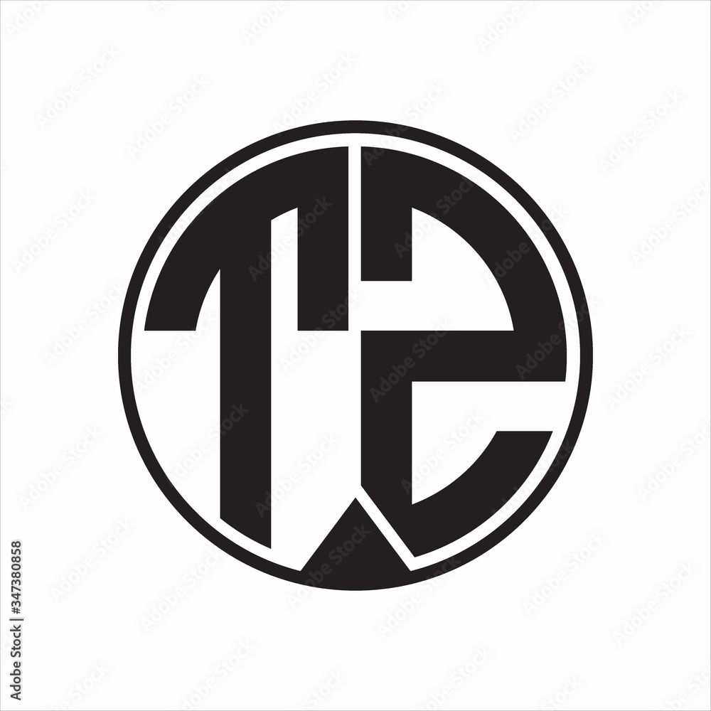 TZ Logo monogram circle with piece ribbon style on white background TZ Logo monogram circle with piece ribbon style on white background