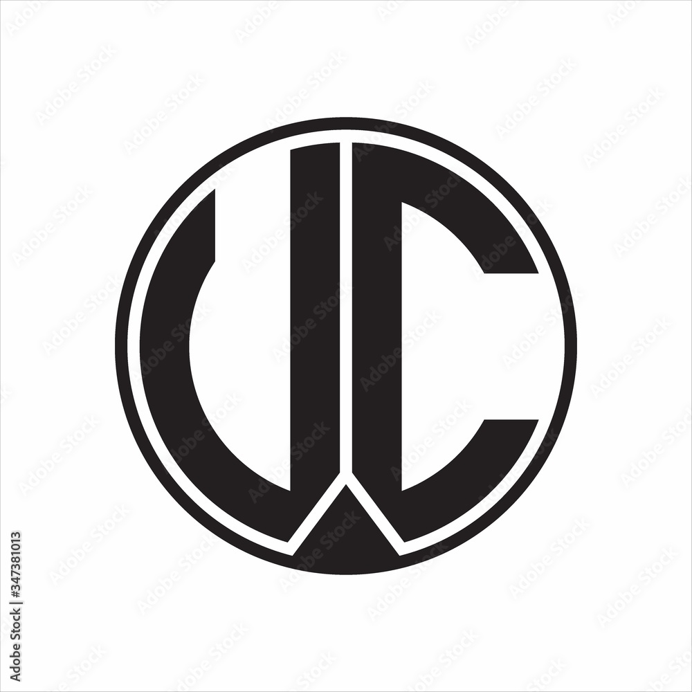 UC Logo monogram circle with piece ribbon style on white background UC Logo monogram circle with piece ribbon style on white background