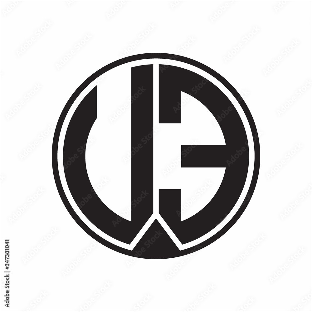 UE Logo monogram circle with piece ribbon style on white background UE Logo monogram circle with piece ribbon style on white background