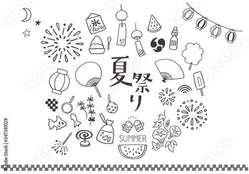 夏祭りの手書きイラスト