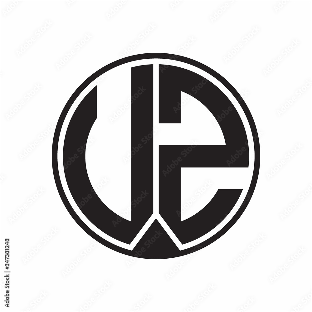 UZ Logo monogram circle with piece ribbon style on white background UZ Logo monogram circle with piece ribbon style on white background