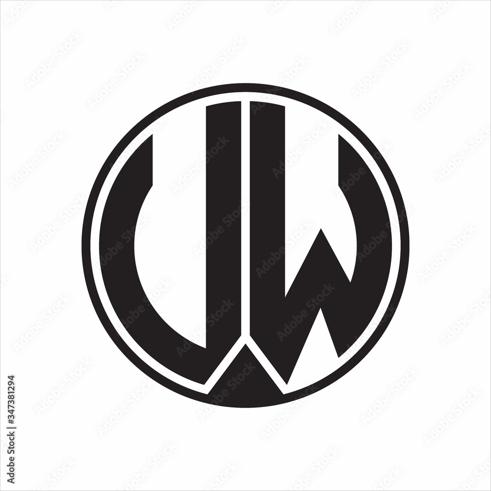 UW Logo monogram circle with piece ribbon style on white background UW Logo monogram circle with piece ribbon style on white background