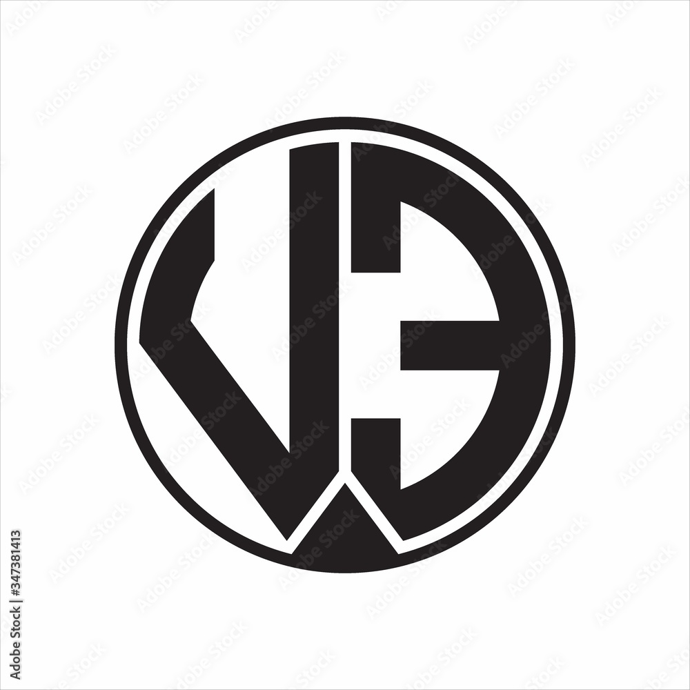 VE Logo monogram circle with piece ribbon style on white background VE Logo monogram circle with piece ribbon style on white background